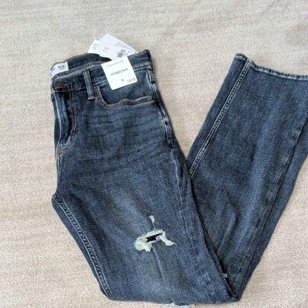 NWT Abercrombie Kids Dark Blue Straight Jeans